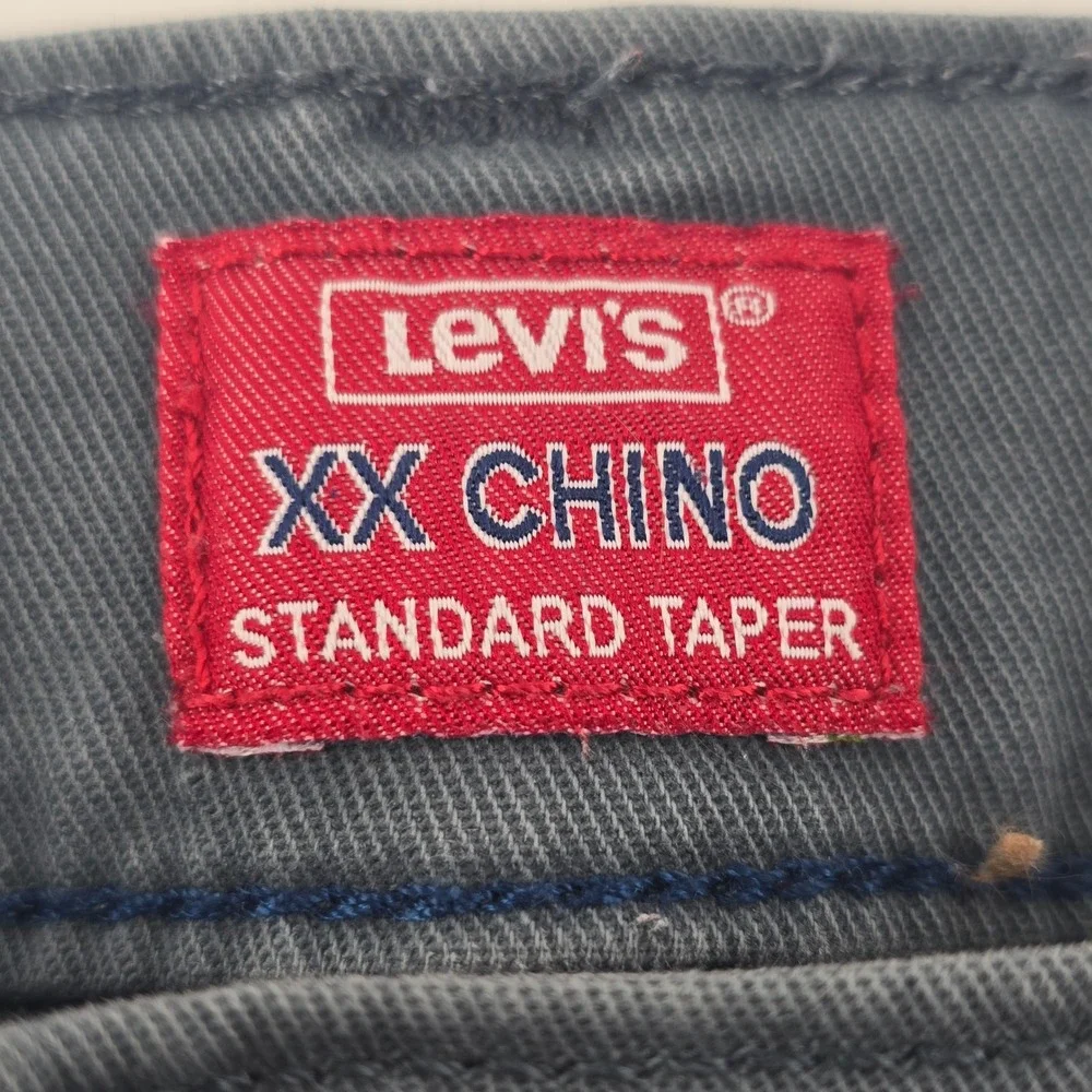 Levis XX Chino Pants Mens 32 Slate Blue Standard Taper Stretch Cotton Trousers